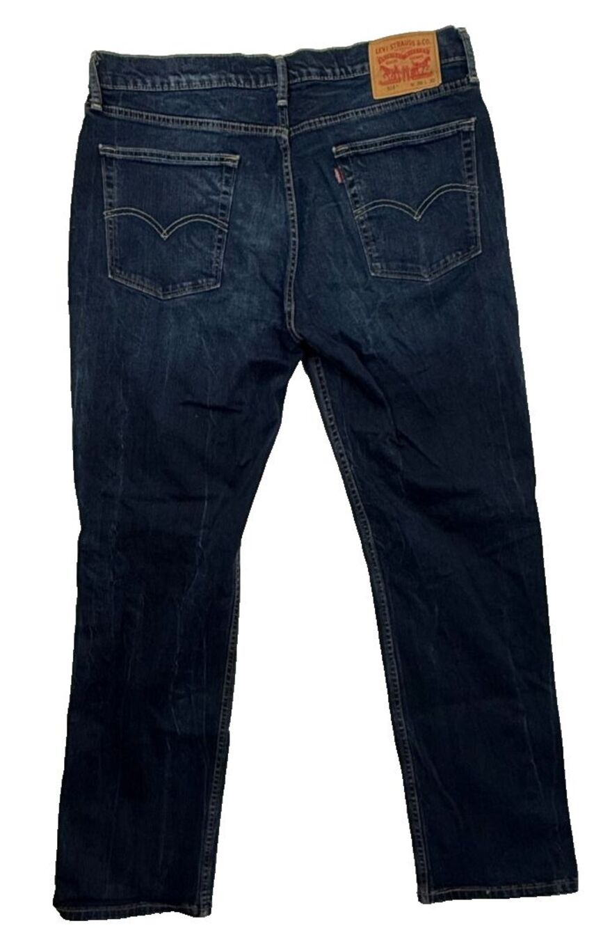 Levi's 514 Straight Leg Fit Dark Wash Blue Jeans Men 36x32 Stretch Midrise Denim